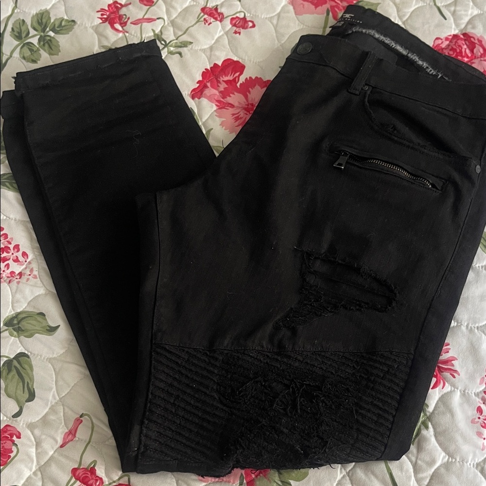 MENS Black Distressed Jeans